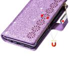 For iPhone X / XS Multi-card Slots Starry Sky Laser Carving Glitter Zipper Horizontal Flip Leather Case with Holder & Wallet & Lanyard(Purple) - 8