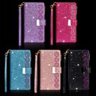 For iPhone X / XS Multi-card Slots Starry Sky Laser Carving Glitter Zipper Horizontal Flip Leather Case with Holder & Wallet & Lanyard(Purple) - 9