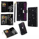 For Xiaomi Redmi Note 8 Multi-card Slots Starry Sky Laser Carving Glitter Zipper Horizontal Flip Leather Case with Holder & Wallet & Lanyard(Black) - 1