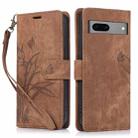 For Google Pixel 8 Orchid Butterfly Embossed Leather Phone Case(Brown) - 1