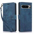 For Google Pixel 8 Pro Orchid Butterfly Embossed Leather Phone Case(Blue) - 1