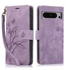 For Google Pixel 8 Pro Orchid Butterfly Embossed Leather Phone Case(Purple) - 1