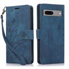 For Google Pixel 8a Orchid Butterfly Embossed Leather Phone Case(Blue) - 1