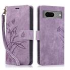 For Google Pixel 8a Orchid Butterfly Embossed Leather Phone Case(Purple) - 1