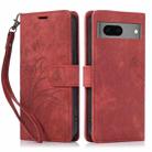 For Google Pixel 8a Orchid Butterfly Embossed Leather Phone Case(Red) - 1