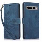 For Google Pixel 7 Pro Orchid Butterfly Embossed Leather Phone Case(Blue) - 1