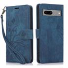 For Google Pixel 7a Orchid Butterfly Embossed Leather Phone Case(Blue) - 1