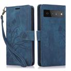 For Google Pixel 6 Pro Orchid Butterfly Embossed Leather Phone Case(Blue) - 1