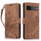 For Google Pixel 6a Orchid Butterfly Embossed Leather Phone Case(Brown) - 1