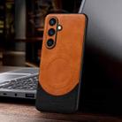 For Samsung Galaxy S24 5G SULADA Stitching Leather MagSafe Magnetic Phone Case(Orange) - 1