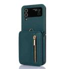 For Samsung Galaxy Z Flip4 Zipper Card Slots Folding RFID Phone Case with Long Lanyard(Green) - 1