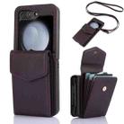 For Samsung Galaxy Z Flip5 Card Slots Folding RFID Phone Case with Long Lanyard(Dark Purple) - 1