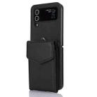 For Samsung Galaxy Z Flip4 Card Slots Folding RFID Phone Case with Long Lanyard(Black) - 1
