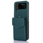 For Samsung Galaxy Z Flip4 Card Slots Folding RFID Phone Case with Long Lanyard(Green) - 1