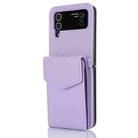 For Samsung Galaxy Z Flip4 Card Slots Folding RFID Phone Case with Long Lanyard(Light Purple) - 1