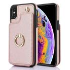 For iPhone X / XS YM005 Skin Feel Card Bag Phone Case with Long Lanyard(Rose Gold) - 1