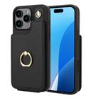 For iPhone 16 Pro YM005 Skin Feel Card Bag Phone Case with Long Lanyard(Black) - 1