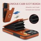For iPhone 16 Pro YM005 Skin Feel Card Bag Phone Case with Long Lanyard(Brown) - 2