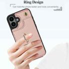 For iPhone 16 Plus YM005 Skin Feel Card Bag Phone Case with Long Lanyard(Rose Gold) - 3