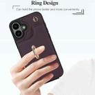 For iPhone 16 YM005 Skin Feel Card Bag Phone Case with Long Lanyard(Dark Purple) - 3