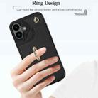 For iPhone 16 YM005 Skin Feel Card Bag Phone Case with Long Lanyard(Black) - 3