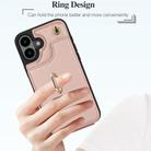 For iPhone 16 YM005 Skin Feel Card Bag Phone Case with Long Lanyard(Rose Gold) - 3