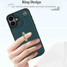 For iPhone 16 YM005 Skin Feel Card Bag Phone Case with Long Lanyard(Green) - 3