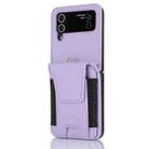For Samsung Galaxy Z Flip4 Card Slots Folding Phone Case with Long Lanyard(Light Purple) - 1
