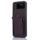 For Samsung Galaxy Z Flip4 Card Slots Folding Phone Case with Long Lanyard(Dark Purple) - 1