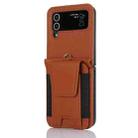 For Samsung Galaxy Z Flip4 Card Slots Folding Phone Case with Long Lanyard(Brown) - 1