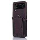 For Samsung Galaxy Z Flip3 Card Slots Folding Phone Case with Long Lanyard(Dark Purple) - 1