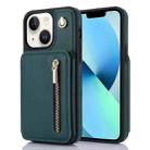 For iPhone 13 YM006 Skin Feel Zipper Card Bag Phone Case with Dual Lanyard(Green) - 1