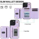 For iPhone 16 Pro Max YM006 Skin Feel Zipper Card Bag Phone Case with Dual Lanyard(Light Purple) - 2