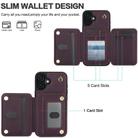 For iPhone 16 Plus YM006 Skin Feel Zipper Card Bag Phone Case with Dual Lanyard(Dark Purple) - 2