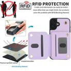 For iPhone 16 Plus YM006 Skin Feel Zipper Card Bag Phone Case with Dual Lanyard(Light Purple) - 3