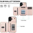 For iPhone 16 Plus YM006 Skin Feel Zipper Card Bag Phone Case with Dual Lanyard(Rose Gold) - 2