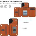 For iPhone 16 Plus YM006 Skin Feel Zipper Card Bag Phone Case with Dual Lanyard(Brown) - 2