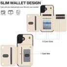 For iPhone 16 YM006 Skin Feel Zipper Card Bag Phone Case with Dual Lanyard(Apricot) - 2