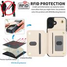 For iPhone 16 YM006 Skin Feel Zipper Card Bag Phone Case with Dual Lanyard(Apricot) - 3