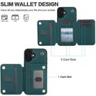 For iPhone 16 YM006 Skin Feel Zipper Card Bag Phone Case with Dual Lanyard(Green) - 2