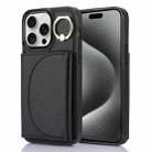 For iPhone 15 Pro Max YM007 Ring Holder Card Bag Skin Feel Phone Case(Black) - 1