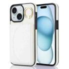 For iPhone 15 Plus YM007 Ring Holder Card Bag Skin Feel Phone Case(White) - 1