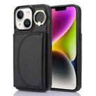 For iPhone 14 Plus YM007 Ring Holder Card Bag Skin Feel Phone Case(Black) - 1