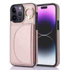 For iPhone 14 Pro YM007 Ring Holder Card Bag Skin Feel Phone Case(Rose Gold) - 1