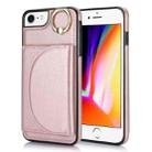 For iPhone SE 2020 / 2020 / 8 / 7 YM007 Ring Holder Card Bag Skin Feel Phone Case(Rose Gold) - 1