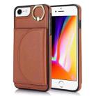 For iPhone SE 2020 / 2020 / 8 / 7 YM007 Ring Holder Card Bag Skin Feel Phone Case(Brown) - 1