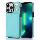 For iPhone 13 Pro Max YM007 Ring Holder Card Bag Skin Feel Phone Case(Green) - 1