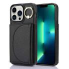 For iPhone 13 Pro Max YM007 Ring Holder Card Bag Skin Feel Phone Case(Black) - 1