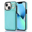 For iPhone 13 YM007 Ring Holder Card Bag Skin Feel Phone Case(Green) - 1