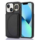 For iPhone 13 YM007 Ring Holder Card Bag Skin Feel Phone Case(Black) - 1